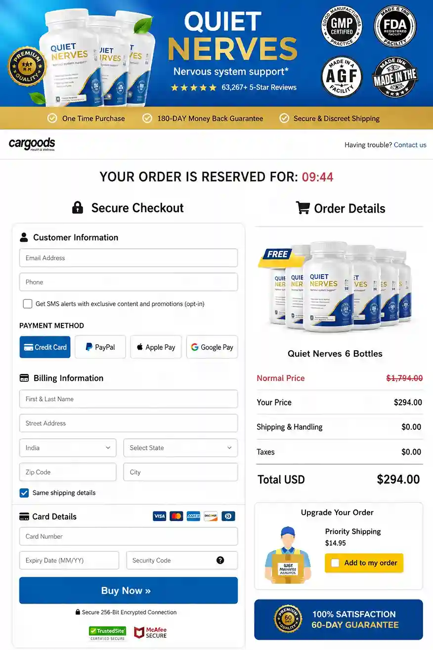 Quiet Nerves Secure Checkout Page